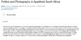 Politics and Photography in Apartheid South Africa