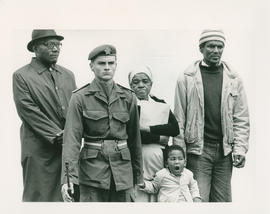 Soldier and civilians at the opening of Parliament in Cape Town