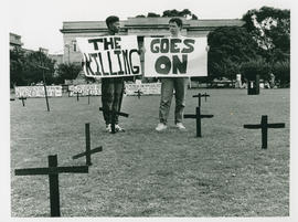 Sharpeville Day demonstration with crosses