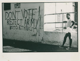 Political slogan graffiti on a wall in Johannesburg