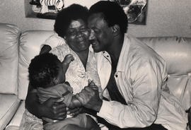 Albertina Sisulu welcomes her son Zwelakhe following his release after two years in detention