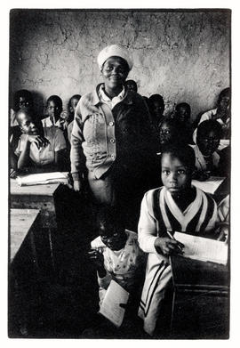Teacher and children in a homeland (bantustan) school