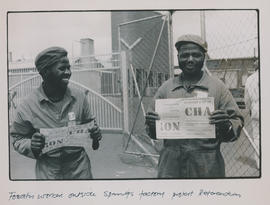 Factory workers outside a Springs factory protest the 1983 referendum