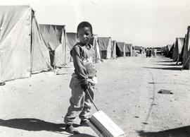 Little boy of the squatter community of Tentedorp, Port Nolloth in the Northern Cape (resisting t...
