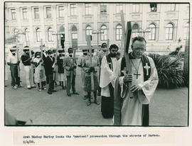 Archbishop Denis Hurley leading a protest procession in Durban