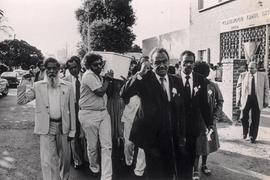 UDF president Archie Gumede leads a funeral procession of a killed activist in Durban