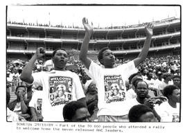 Part of the 70.000 people who attended a mass rally to welcome home the seven released ANC leaders