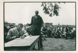 Community meeting, part of the removal of the Mogopa people from their home