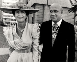 FW de Klerk and his wife arrive for the opening of the 1989 session of Parliament