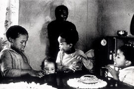 Children of the Dambuza family in their house in Rockville, a squatter camp in Soweto