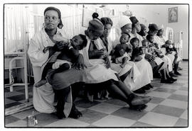 Mary Queen of Scots hospital. Mothers feed their hospitalised children in the paedriatic ward