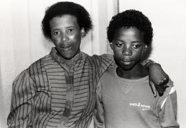 Zacharia Makhanjane (13) and his mother at a press conference following his release from (3,5 mon...