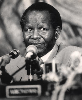 ANC president Oliver Tambo at the ANC's 75th anniversary celebrations in Lusaka