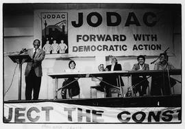 JODAC 'Forward with democratic action' - meeting, with Mosiuoa Lekota on stage