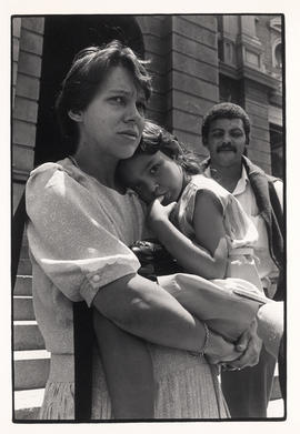 American Ms Julie Wells, common law wife of Ismail Ebrahim with their daughter Cassia, minutes af...