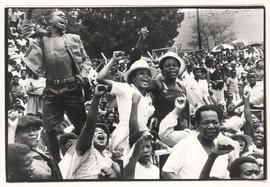 Militant youth and women at a mass funeral in Mamelodi