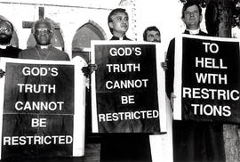 God's truth cannot be restricted - picket in support of former detainees who 'unrestricted' thems...