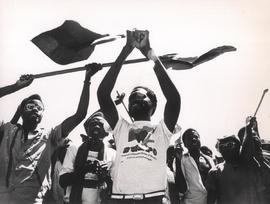 SWAPO members at a meeting to commemorate the start (in 1966) of the armed struggle in Namibia