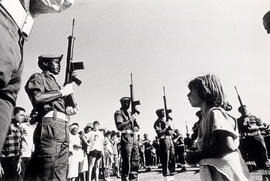 The notorious Namibian Batallion 101 at a military parade in Cape Town during the 75 years annive...