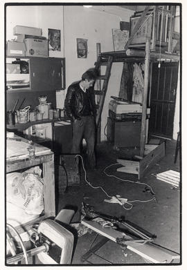 Maurice Smithers surveys the damage done to the Silk Screen Training Project (allegedly by right ...