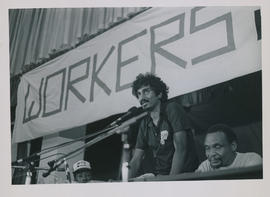 Jay Naidoo at the COSATU launch in Durban, 1985.