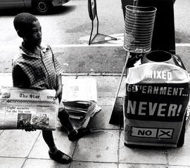Mixed government … never! - Newspaper vendor on Referendum Day in Johannesburg