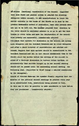Minute addressed to Dr Molemn suggesting that a fixed and general, system of electing delegates t...