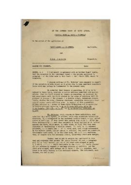 Reasons for judgement, March 1959, regarding rejection of defence motion