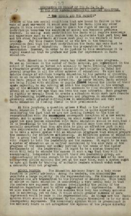 Memorandum on Behalf of the N.B.T.U. to the post War Construction Cabinet Committee