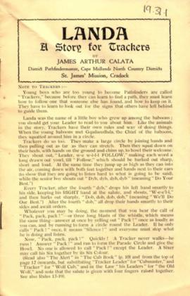 "Landa" A story for trackers. J.A. Calata