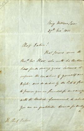 Sir Harry George Wakelyn Smith, Letter