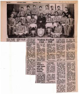 An article in 'Lenasia Times' on history of Vredons Football Club