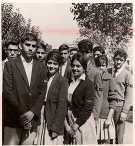 Children from Fordsburg Indian High School wearing mourning bands