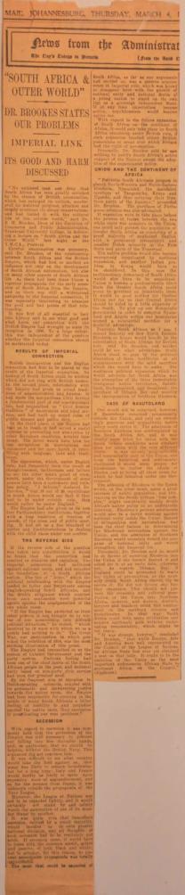 Press clippings on 'Native Affairs' 1920's. (Folio item)  6