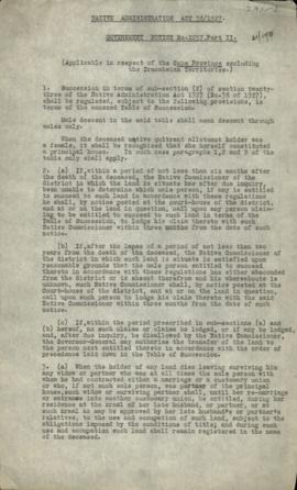 Proclamation text and notes relating to the Native Administration Act (No. 38 of 1927) 