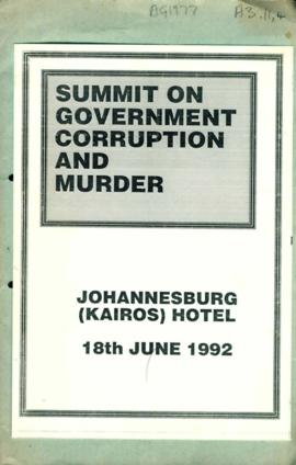 Summit On Government Corruption And Murder