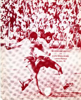 Brochure advertising match between Bluebells United and Cape Town Spurs