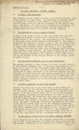 "Report of N.C.C. on the Struggle against Passes"