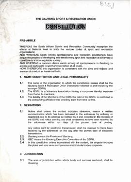 The Gauteng Sport & Recreation Union - Constitution