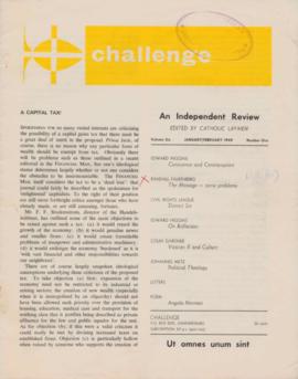 Challenge - An Independent Review edited by Catholic Laymen, Volume 6, Number 1