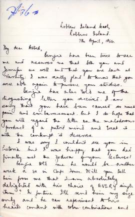 Robert Sobukwe: Letter to Astrid Pogrund from Robben Island