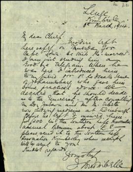 Letter addressed "My Dear Chief"