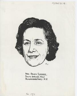 Cartoon portrait of Helen Suzman