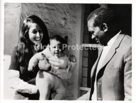 Robert Sobukwe at the Pogrund's home in Parktown North, together with Benjamin and Anne Pogrund a...