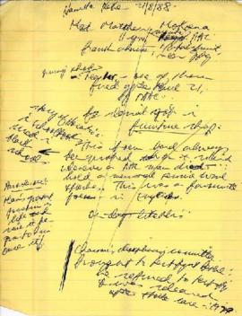 Benjamin Pogrund: Note: A page of Pogrund's rough notes