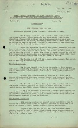 The Nursing Bill of 1957