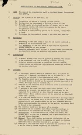 Constitution of the Rand Nurses Professional Club