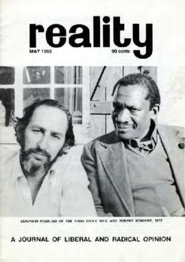 Reality: Reality magazine May 1985 cover photograph of Sobukwe and Pogrund