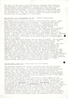 Documents relating to ECC Peace Festival 