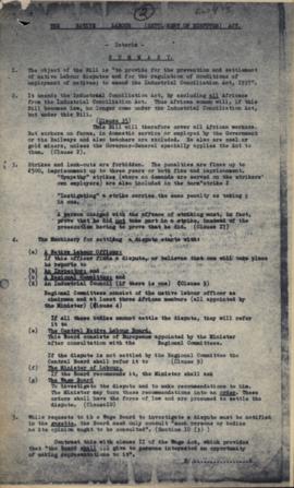 "The Native Labour (Settlement of Disputes Act)". Summary